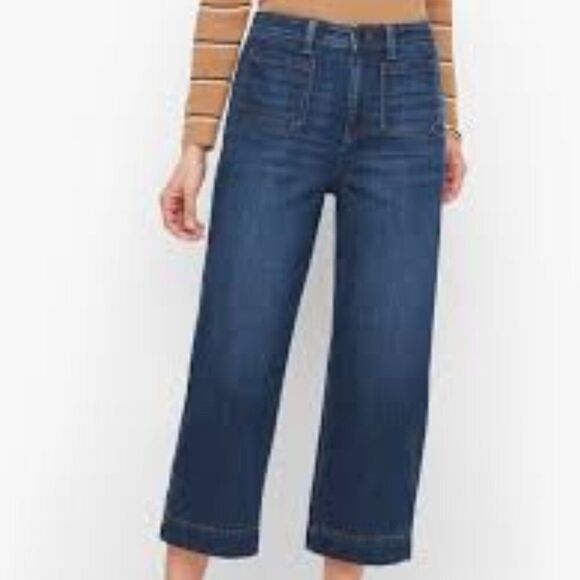 Talbots Flawless High Waist Wide Leg Crop Jeans Dark Wash Size 4 - Picture 1 of 8